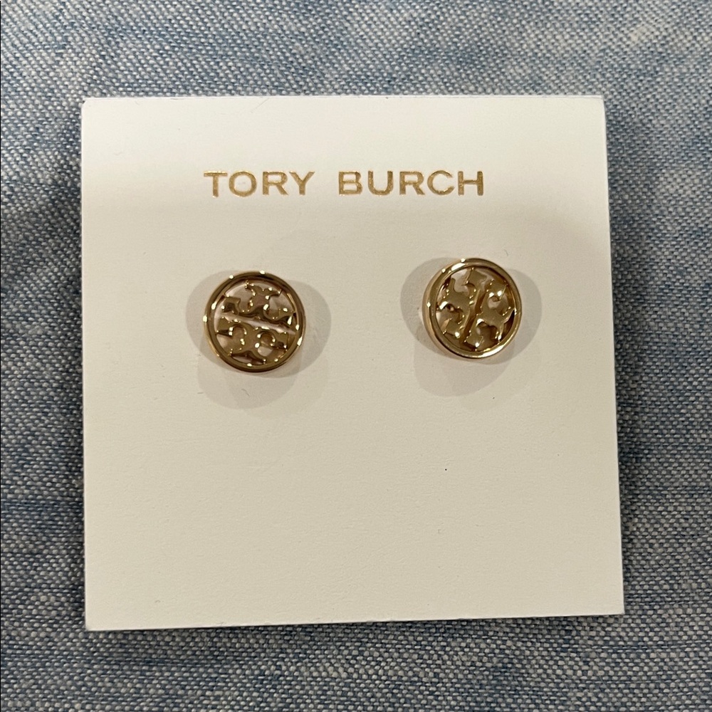Tory Burch Gold Logo Stud Earrings